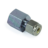 Restek Swagelok Fitting, 1/4" to 1/4" NPT Female Connector, Siltek/Sulfinert Treated, Swagelok # SS-400-7-4, ea.