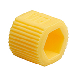 Color-Sleeve Fingertight Adapter for Hex-Head Nut, PP, Yellow, pk.10