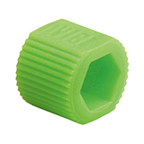 Color-Sleeve Fingertight Adapter for Hex-Head Nut, PP, Green, pk.10