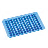 Sealmat, blue, Silicone/PTFE, for 96 position Deep Well Microplate, round well, flat base, 7mm diameter (non steril), pk.5